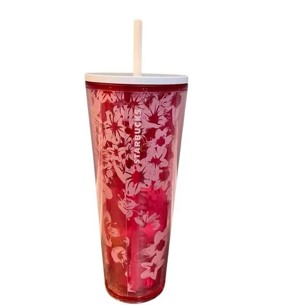 Starbucks Washington D.C. Pink Floral Tumbler 24oz Limited Edition Travel Cup